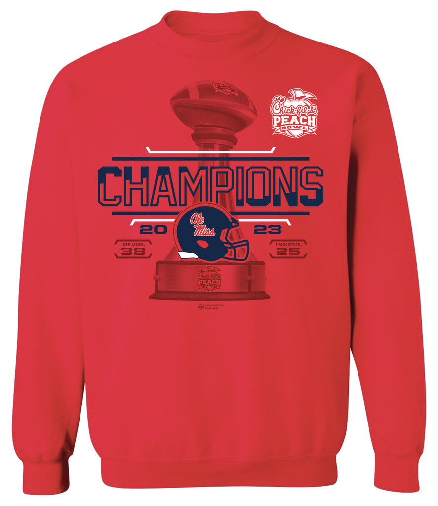 2023 Chick-fil-A Peach Bowl CHAMPIONS SCORE Red Crewneck Sweatshirt